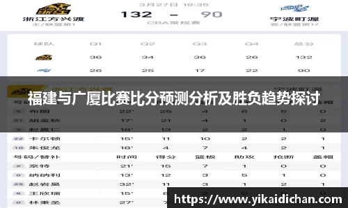 福建与广厦比赛比分预测分析及胜负趋势探讨